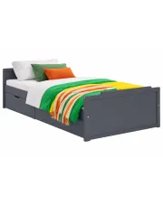 Szare pojedyncze łóżko z szufladami sosnowe 90x200 - Kamos w sklepie Edinos.pl