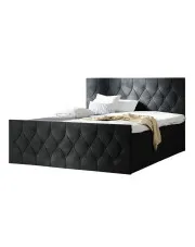 Czarne welurowe łóżko kontynentalne 5 rozmiarów - Omelisse w sklepie Edinos.pl