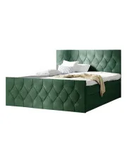 Zielone welurowe łóżko kontynentalne 5 rozmiarów - Omelisse w sklepie Edinos.pl