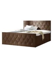 Brązowe welurowe łóżko pikowane 5 rozmiarów - Omelisse w sklepie Edinos.pl