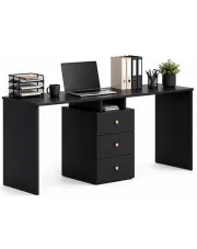 Czarne podwójne biurko z szufladami - Tadoro 3X w sklepie Edinos.pl