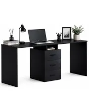 Czarne dwuosobowe biurko z 3 szufladami - Tadoro 4X w sklepie Edinos.pl