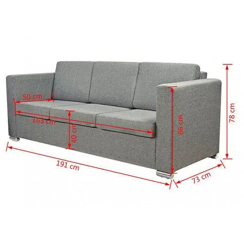 Trzyosobowa jasnoszara sofa loftowa Sigala 3Q