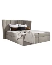 Beżowe welurowe łóżko kontynentalne 5 rozmiarów - Orlento  w sklepie Edinos.pl