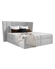 Jasnoszare welurowe łóżko tapicerowane pikowane 5 rozmiarów - Orlento  w sklepie Edinos.pl