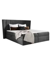 Grafitowe nowoczesne łóżko tapicerowane kontynentalne 5 rozmiarów - Orlento  w sklepie Edinos.pl
