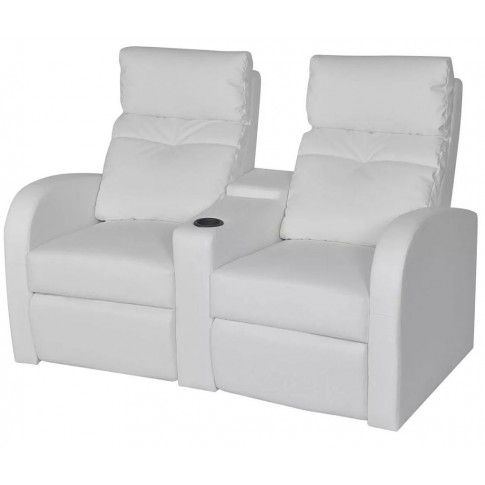 Zdjęcie produktu Kinowe fotele rozkładane z ekoskóry Mevic – białe.
