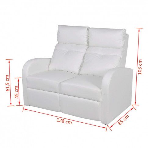 Szczegółowe zdjęcie nr 9 produktu Podwójne rozkładane fotele kinowe z ekoskóry Mevic 2X – białe 