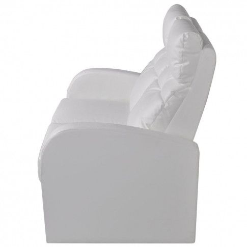 Szczegółowe zdjęcie nr 6 produktu Podwójne rozkładane fotele kinowe z ekoskóry Mevic 2X – białe 