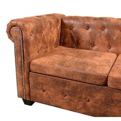 Szczegółowe zdjęcie nr 4 produktu Klasyczny narożnik chesterfield Amberly - rudy