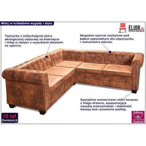 Zdjęcie klasyczny narożnik Chesterfield Amberly | Edinos.pl