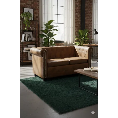 2 osobowa brązowa sofa w stylu Chesterfield   Xavier 2Q