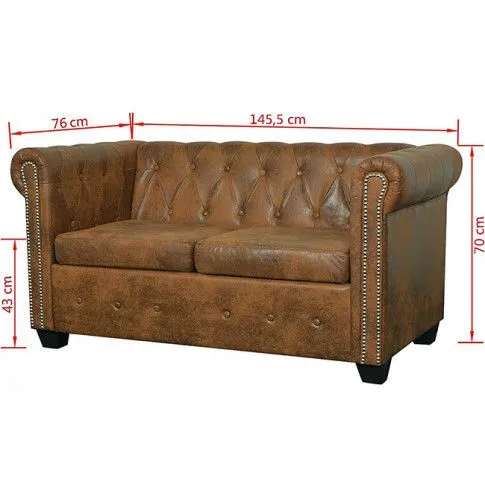 2-osobowa brązowa sofa Chesterfield Charlotte 2Q