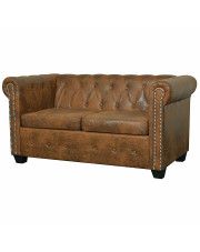 2-osobowa brązowa sofa w stylu Chesterfield - Charlotte 2Q w sklepie Edinos.pl