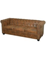 3-osobowa brązowa sofa w stylu Chesterfield - Charlotte 3Q w sklepie Edinos.pl