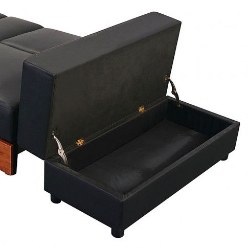 Szczegółowe zdjęcie nr 6 produktu Rozkładana sofa Primera z ekokóry - czarna