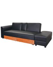 Rozkładana sofa Primera z ekokóry - czarna w sklepie Edinos.pl