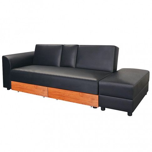 Zdjęcie produktu Rozkładana sofa Primera z ekokóry - czarna.
