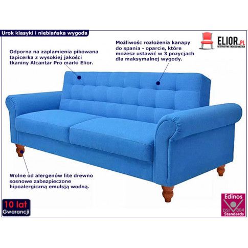 Fotografia Sofa rozkładana Kallisto 2K - niebieska z kategorii Salon