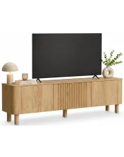 Ryflowana szafka RTV na nóżkach 150 cm dąb hikora - Eluzio 4X w sklepie Edinos.pl