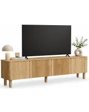 Długa szafka RTV na nóżkach 190 cm dąb hikora - Eluzio 5X w sklepie Edinos.pl