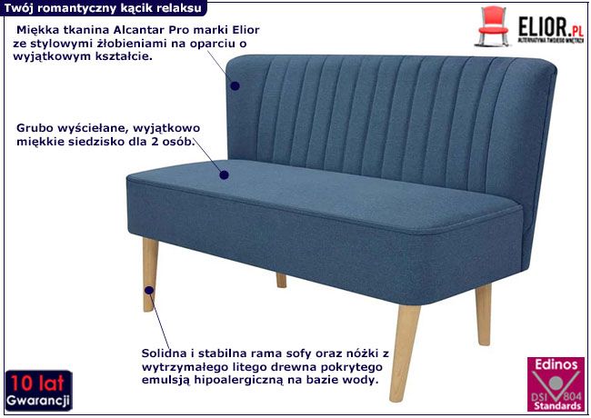 Niebieska lekka sofa Shelly