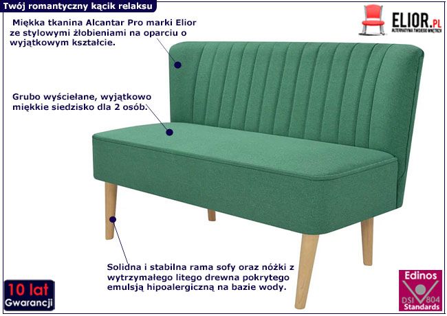 Zielona materiałowa sofa Shelly