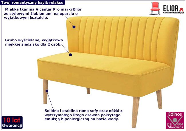 Żółta sofa Shelly do salonu