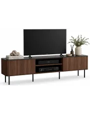 Stolik pod TV 200 cm do salonu orzech warmia + czarny marmur - Pazzio 5X w sklepie Edinos.pl