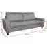 Jasnoszara sofa trzyosobowa Izarra 3X