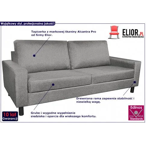 Jasnoszara sofa trzyosobowa Izarra 3X