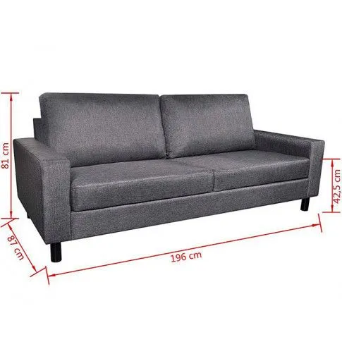 Stylowa trzyosobowa ciemnoszara sofa Izarra 3X