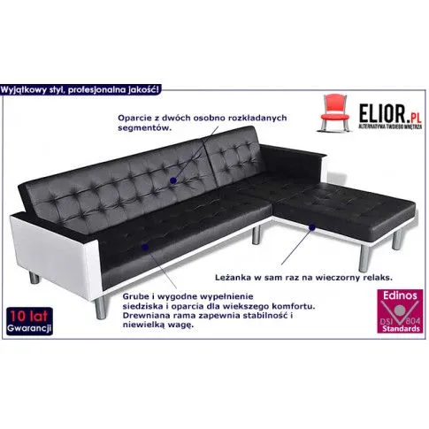 Rozkładany czarny narożnik Lorea 5Q