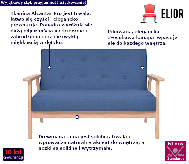 Pikowana kanapa  do salonu Sybis