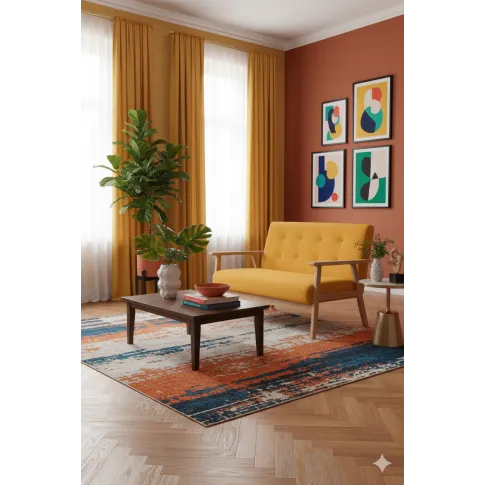 2 osobowa żółta sofa retro   Garner 2X