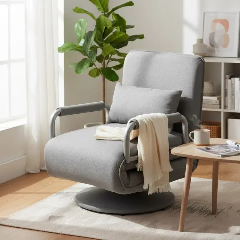 Jasnoszary fotel rozkładany   Fanar