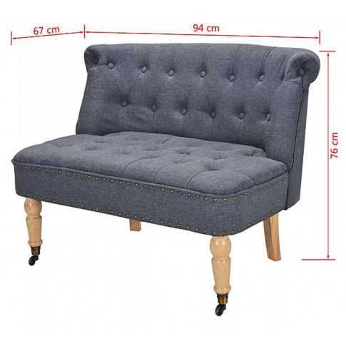Szczegółowe zdjęcie nr 6 produktu Romantyczna mała sofa Edme - szara