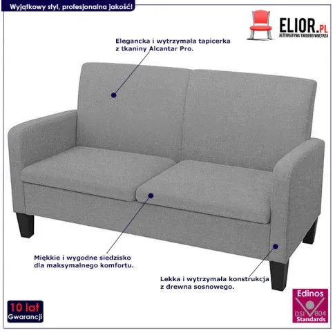 Szczegółowe zdjęcie nr 5 produktu Stylowa kanapa Ezorep 2Q - jasnoszara