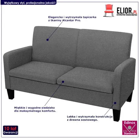 Szczegółowe zdjęcie nr 5 produktu Stylowa kanapa Ezorep 2Q - ciemnoszara