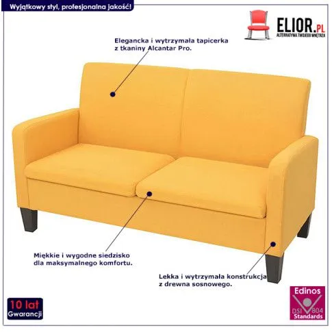 Szczegółowe zdjęcie nr 6 produktu Stylowa kanapa Ezorep 2Q - żółta