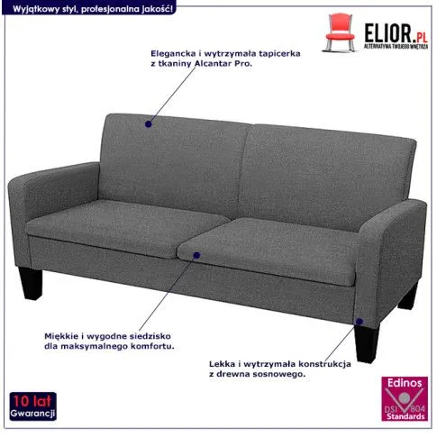 Szczegółowe zdjęcie nr 6 produktu Stylowa kanapa Ezorep 3Q - ciemnoszara