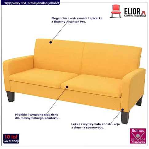 Szczegółowe zdjęcie nr 5 produktu Stylowa kanapa Ezorep 3Q - żółta