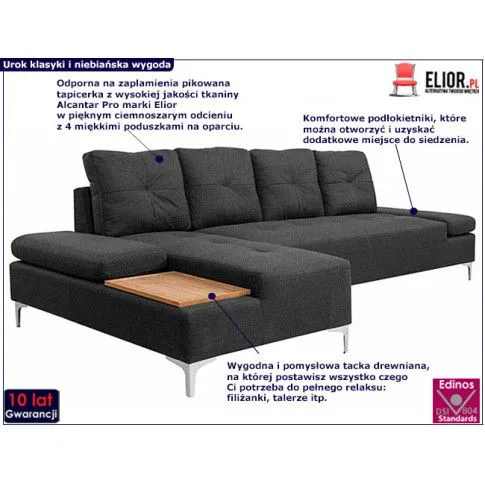 Szczegółowe zdjęcie nr 4 produktu Sofa narożna Kazja 3T - ciemnoszara