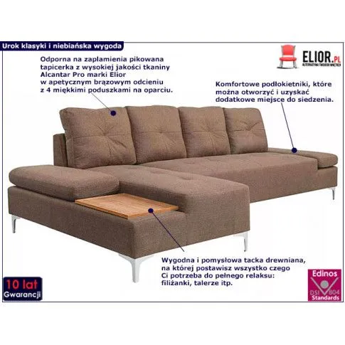 Szczegółowe zdjęcie nr 4 produktu Kanapa narożna Kazja 4T - brązowa