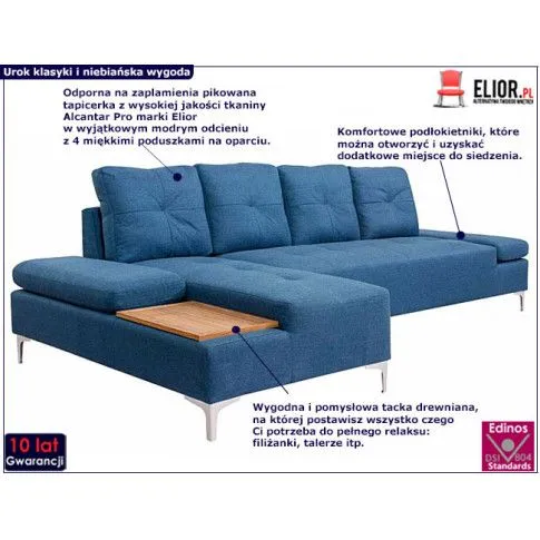 Szczegółowe zdjęcie nr 4 produktu Sofa narożna Kazja 5T - niebieska