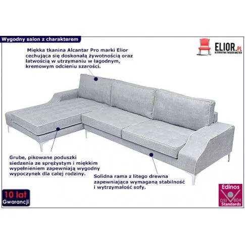 Zdjęcie nowoczesna jasna sofa Elsa 2F kremowa szara | Edinos.pl