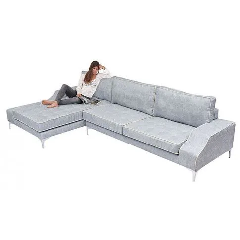 Szczegółowe zdjęcie nr 7 produktu Nowoczesna jasna sofa Olena 2F - kremowy szary