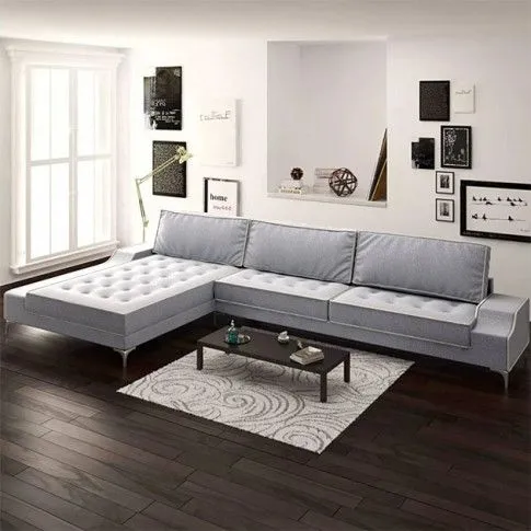 Szczegółowe zdjęcie nr 4 produktu Nowoczesna jasna sofa Olena 2F - kremowy szary