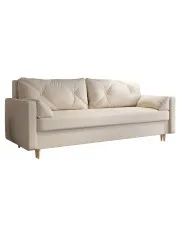 Kremowa tapicerowana welurem sofa rozkładana - Ahmo w sklepie Edinos.pl