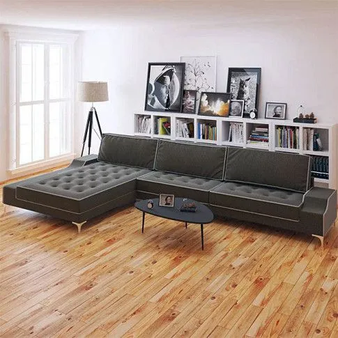 Szczegółowe zdjęcie nr 4 produktu Nowoczesna sofa narożna Olena 3F - antracyt